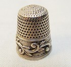 Antique Waite Thresher Sterling Silver Thimble  Leaf Scroll  Sz 10