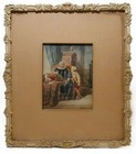Rare Mid-18th C Antique 1751 European Signed Figurative W c  Ornate Period Frame