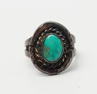 Vintage Ethnic Handmade Sterling Silver Turquoise Southwestern Ring Sz 6 5