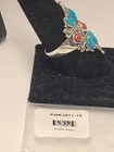 Blue Composite Turquoise   3 5mm Red Sponge Coral Sterling Silver Statement Ring