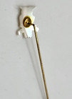 Antique Carved Mother Of Pearl Abalone Owl Stick Hat Pin 2 75in