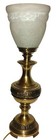Vintage Brass Table Lamp White Cream Cased Glass Swirl Optic Globe Light