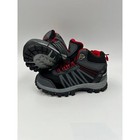 Small Kid Size 12  Black   Gray Hikers With Red Accents And Rugged Soles