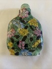 Vtg Chinese Snuff Bottle Dauber Multi Color Floral Mosaic Porcelain Quain Long