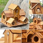 Wood Bird Houses Outdoor 6 Hole Bird House Room Cardinals Hanging Birdhouse Us