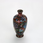 Antique Cloisonne Enameled Cabinet Vase With Garden Flowers Early 20thc