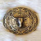 Texas Ox Bull Head Solid Brass Belt Buckle Western Cowboy Vintage Antique Boucle