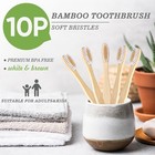 10 Pcs Bamboo Toothbrushes Pack  Bpa Medium Soft Bristles Toothbrushes For