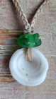 Hawaii Puka Shell   Sea Glass Necklace Braid Beach Aloha Gift Mom Father Friend