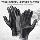 Leather Gloves Winter Warm Touchscreen Driving Motorcycle Cashmere Lined Gloves