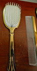 Vintage Vanity Dresser Set 3 Piece Gold Tone Brush  Mirror  Comb Victorian Style
