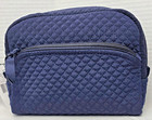 Vera Bradley Iconic Zip Cosmetic Bag In Microfiber Classic Navy Nwt
