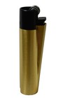 1 X Full Size Refillable Metal Clipper Lighter Gold With Black Top And Gift Box
