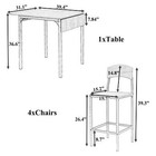 Farmhouse 5pcs Counter Height Dining Set For 4 - Black Frame Brown Tabletop
