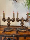 Antique Large Gold Gilt Candelabra Lamps By Max Ray- Very Unique And Rare
