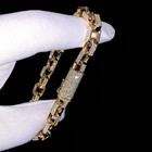 5 50ct Round Cut Moissanite Men s Cuban Link Chain Bracelet 925 Sterling Silver