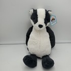 Jellycat Medium Bashful Badger Plush White Dark Gray Soft Toy New Retired Hug