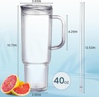 40 Oz Acrylic Tumbler With Handle And Straw Lid   double Wall 2 Transparent