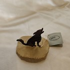 Brown Metal Coyote Figurine On Stone Base Lazart 4x4x3 5 In  Nwt 