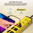 6 Outlet Heavy Duty Power Strip Surge Protector With 2 Usb  1500j 6ft Cord