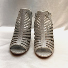 Heart In D Women   s Evening Sparkle Silver Slingback Heels Peep Toe Shoes Size 8
