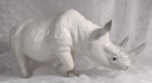 Vintage White Porcelain Rhinoceros - 40 -50 s - Signed Usa - Early Haeger 