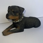 Vtg Sandicast Rottweiler Dog Sculpture Chain Collar Signed Sandra Brue Usa 1986