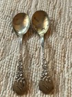 2 Albert Deflon Salt Spoons French Sterling Silver 800   1000