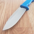 Demko Fixed Knife 5  Aus-10a Steel Drop Point Blade Blue Checkered Rubber Handle