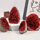 290g g Aura Red Geode Phantom Cluster Titanium Rock Quartz Mineral Specimen Gift