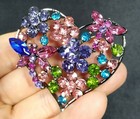 Heart Flower Dragonfly Crystal Rhinestone Brooch Pin With Gold Bag- Video
