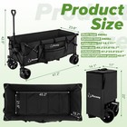 48  l Wagons Carts Foldable - 440lbs Collapsible Wagon Heavy Duty Black Cart    