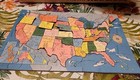 Vintage 1960s Wooden Puzzle Whitman United States Map Usa Complete W Capitals