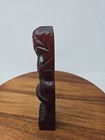 Maori Tiki Hand Carved Kauri Wood Figurine New Zealand Abalone Shell Eyes