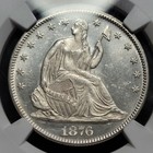 1876 50c Seated Liberty Half Dollar Ngc Ms62 Pl Cac Pop 1 In Pl  Prooflike  m262