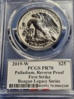 2019-w Palladium Eagle  25 Reverse Proof  Pcgs Pr70 Reagan Legacy Series  1 Oz