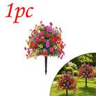 Artificial Fake Violet Flowers Ground Spike Plants For Yard Patio Garden Decor
