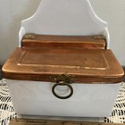Vintage Porcelain Salt Box W  Copper Lid As Is Benjamin   Medwin Inc
