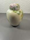Vintage Hand Painted Floral Porcelain Lidded Ginger Jar urn