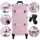 3pcs Trolley-style Makeup Case With Universal Wheels Aluminum Alloy Cosmetic