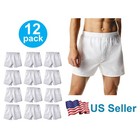 4-12 Pack Men s White Boxer Shorts W  Comfortable Flex Waistband Cotton Blend