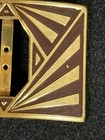 Antique 1920s 1930s Art Deco Belt Buckle Geometric Sunburst Gold Brown