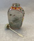 Unusual  Vintage Chinese Glass Reverse Painted Snuff Bottle Grasshopper Insects