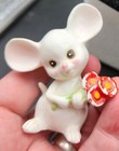 Vintage Set Of 3 Miniature Bone China Mouse Mice Figurines Japan Kitsch 
