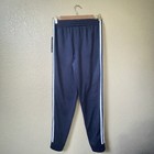 Adidas Boys Blue Track Pants Side Stripe Drawstring Elastic Waist L 14 16