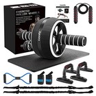 Ab Roller Wheel  10-in-1 Ab Exercise Wheels Kit With Resistance Bands  Black