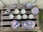 Vtg Dragon Tea Set Japanese Lusterware Moriage Blue Purple Cottagecore Lot Set