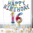 40 Inch Happy Birthday Number 16 Banner Balloons Letters Rainbow Theme Gradient 