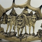 Vintage Standing Deer Antlers With Wolves In Forest Vgc