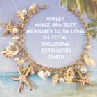 Seashell Anklet Ankle Bracelet Pearls Starfish Beach Charm Jewelry Dangle 11in